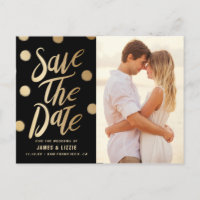 Cartão postal de anúncio de data de casamento com