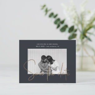 cartão postal de anúncio de data de casamento com
