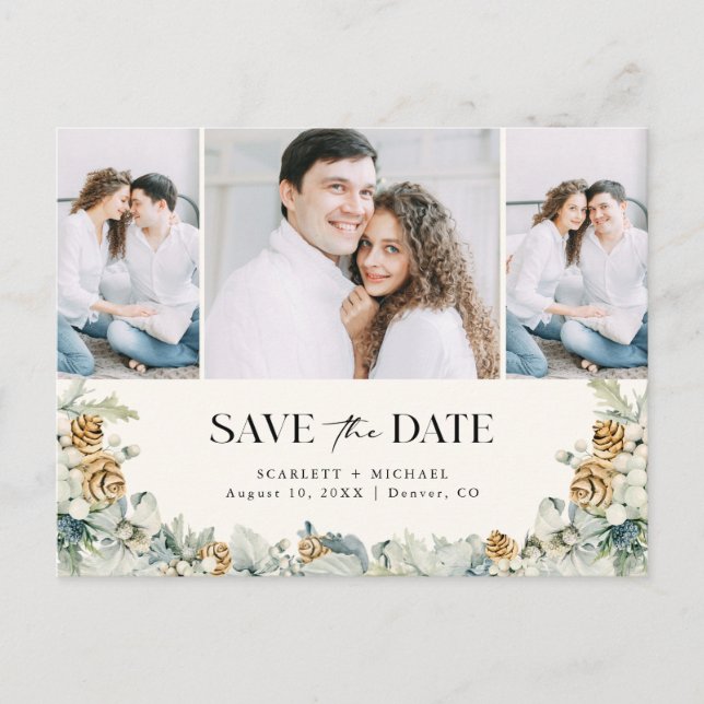 Cartão postal de anúncio de data de casamento em a (Frente)