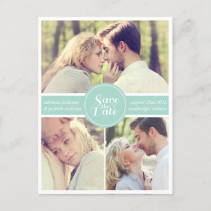 Cartão postal de anúncio de data de casamento em v