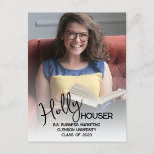 Cartão postal de anúncio de formatura com foto do 
