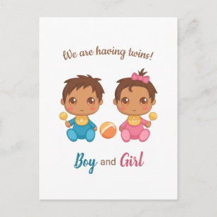 Cartão postal de anúncio de gêmeos menino e menina