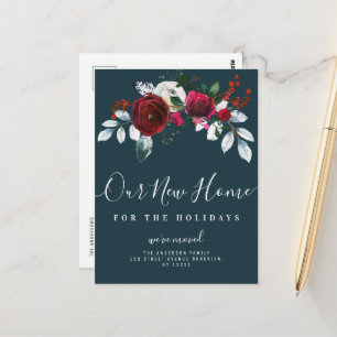 cartão postal de anúncio de mudança com flores de 
