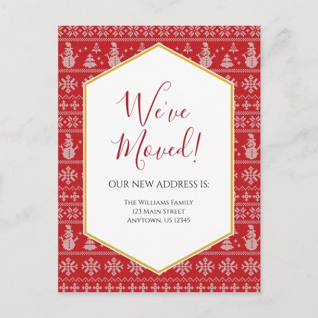 Cartão postal de anúncio de mudança com Suéter de  (Frente)