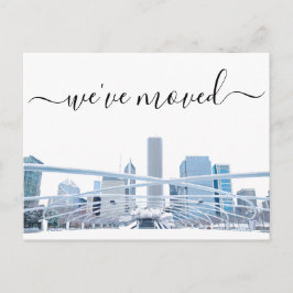 Cartão postal de anúncio de mudança da sede de Chi