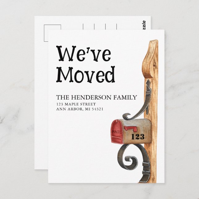 Cartão postal de anúncio de mudança de caixa de co (Frente/Verso)