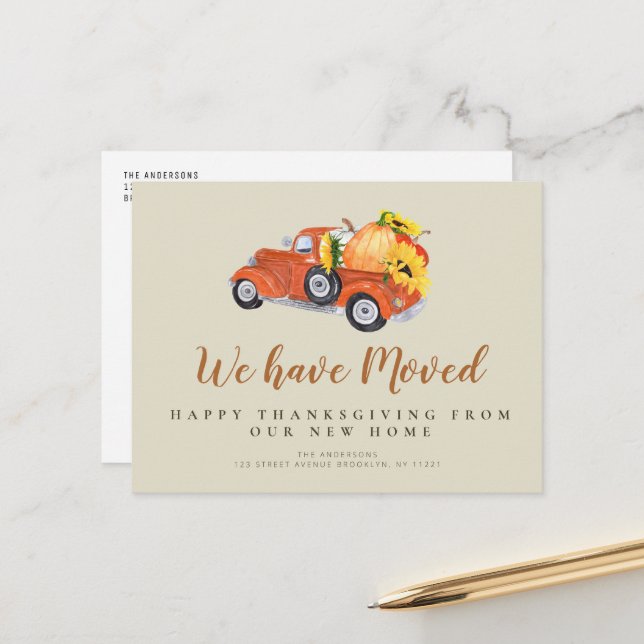 cartão postal de anúncio de mudança de caminhão de (Frente/Verso In Situ)