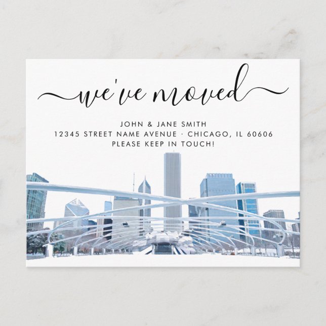 Cartão-postal de anúncio de mudança de Chicago (Frente)