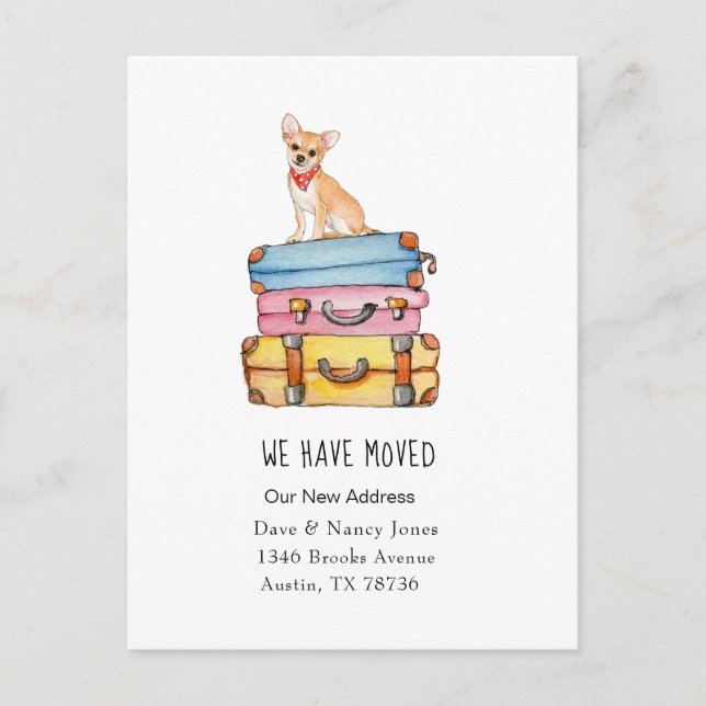 Cartão postal de anúncio de mudança de Chihuahua e (Frente)
