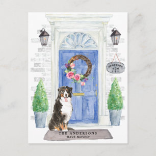Cartão postal de anúncio de mudança do cão de mont