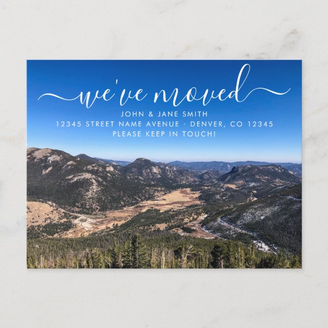 Cartão postal de anúncio de mudança do Colorado (Frente)