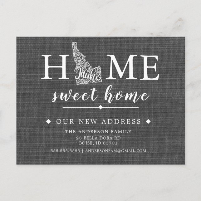 Cartão Postal de Anúncio de Mudança do Estado de I (Frente)