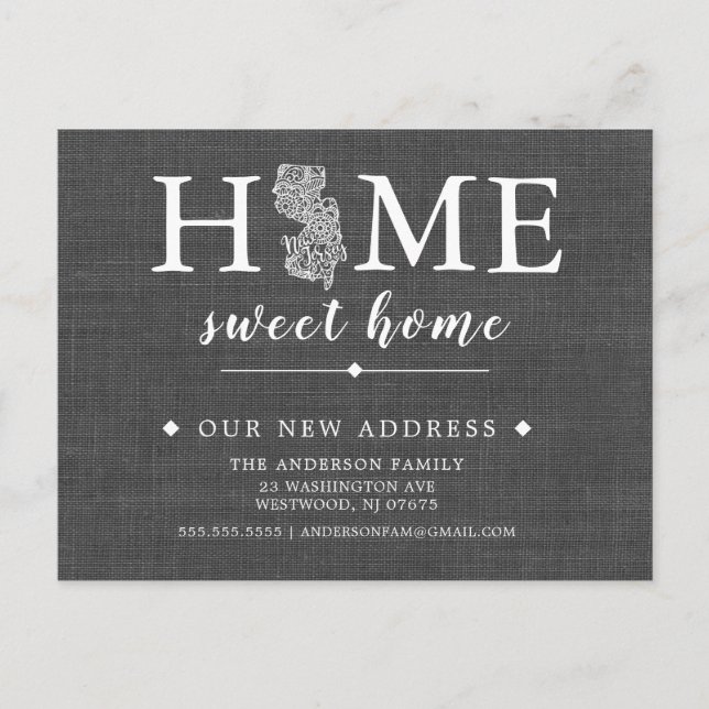 Cartão Postal de Anúncio de Mudança do Estado de N (Frente)