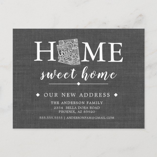 Cartão postal de anúncio de mudança do estado do A (Frente)