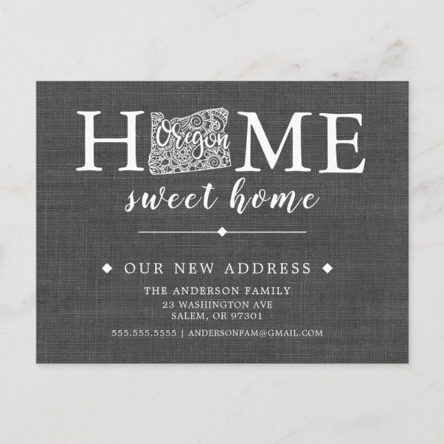 Cartão Postal de Anúncio de Mudança do Estado do O (Frente)