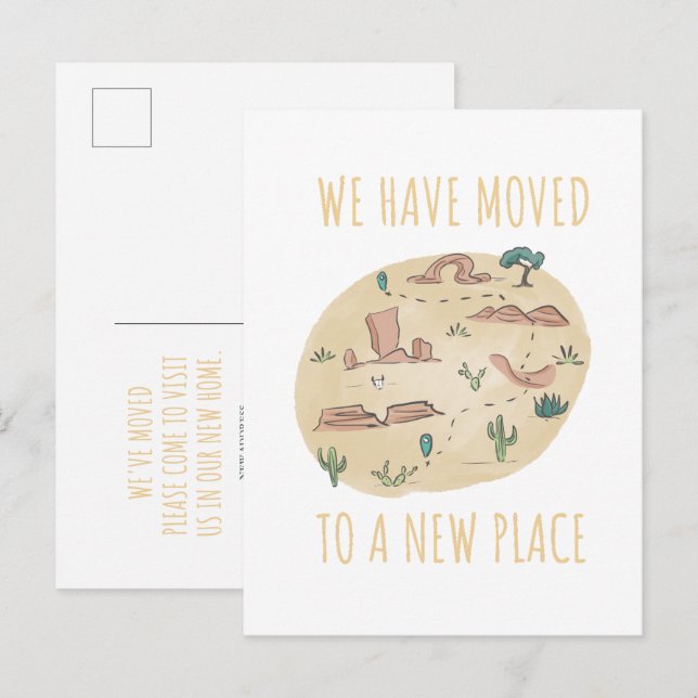 Cartão postal de anúncio de mudança no mapa do des (Frente/Verso)