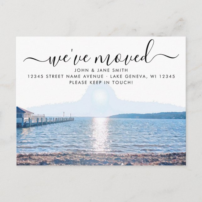 Cartão-postal de anúncio de mudança para Lake Gene (Frente)