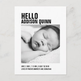 Cartão postal de anúncio de nascimento de bebê com