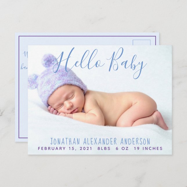 Cartão-postal de anúncio de nascimento de fotograf (Frente/Verso)