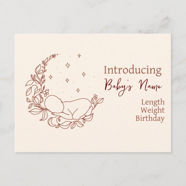 Cartão postal de anúncio de nascimento de recém-na (Frente)