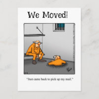 Cartão postal de anúncio de novo endereço engraçad