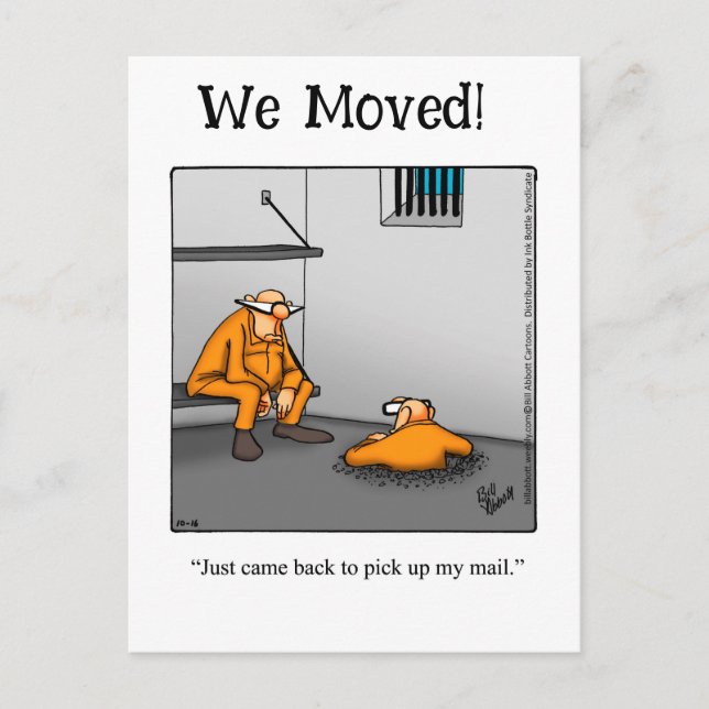 Cartão postal de anúncio de novo endereço engraçad (Frente)