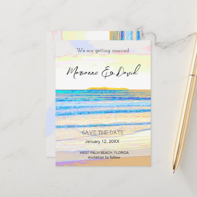 Cartão postal de anúncio de salva data de nascer d (Frente/Verso In Situ)