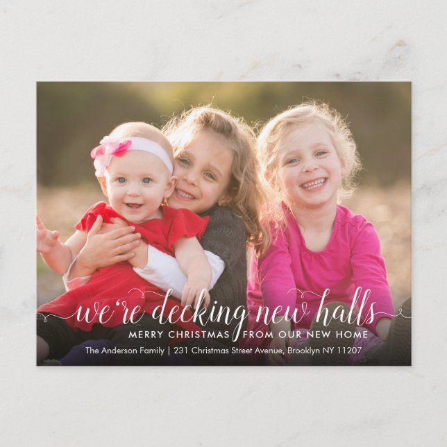 Cartão Postal De Anúncio Decoração de Novos Salões Foto Natal Férias Móvel (Frente)