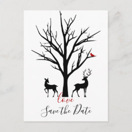 Cartão Postal De Anúncio Deer Casal no Amor Winter Save the Date Weding