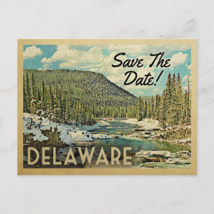 Cartão Postal De Anúncio Delaware Salve A Data Do Rio Montanha Neve