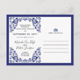 Cartão Postal De Anúncio Delfts Blauw | Fotos Delft Blue Save The Date