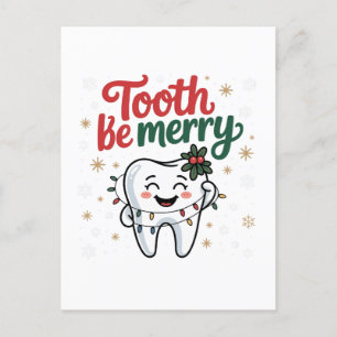 Cartão Postal De Anúncio Dente: Feliz Engraçado Dentista Dental Natal