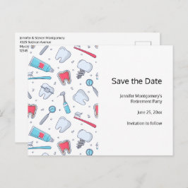 Cartão Postal De Anúncio Dentes e Ferramentas Aposentação de Padrões Dentai