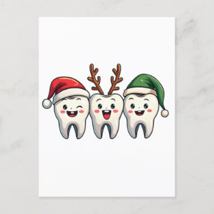 Cartão Postal De Anúncio Dentista Fio Dental Natal Papai Noel Árvore de Nat