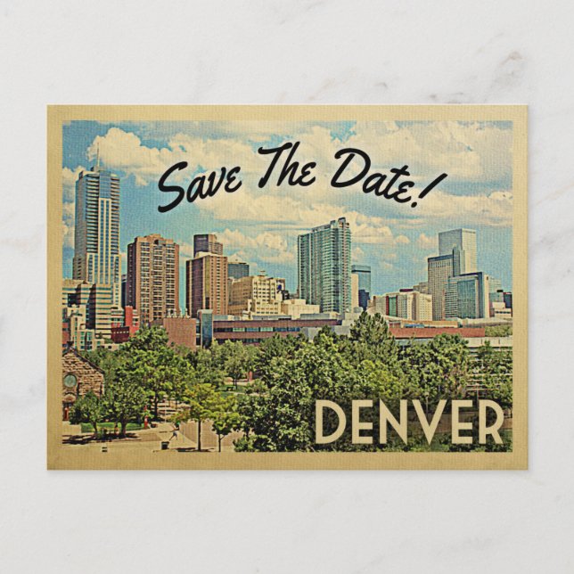 Cartão Postal De Anúncio Denver Save The Date Colorado (Frente)