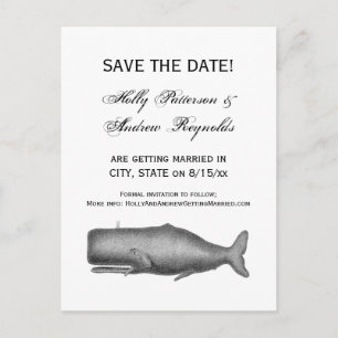 Cartão Postal De Anúncio Desenho de baleia do século XIX