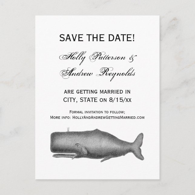 Cartão Postal De Anúncio Desenho de Baleia do Século XIX Antigo (Frente)