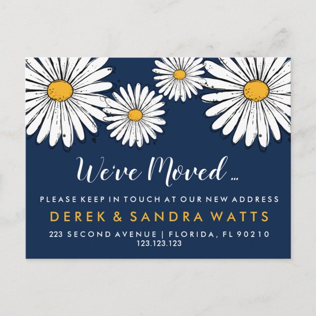 Cartão Postal De Anúncio Desenho de tinta de margarida da mudança de casa (Frente)
