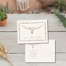 Deserto Boho Crânio de Vaca Casamento Salve a Data