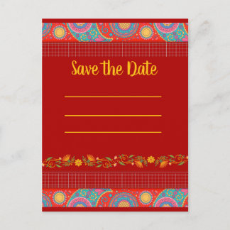Cartão Postal De Anúncio Desi Wedding Style Deep Red Design