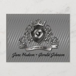 Cartão Postal De Anúncio Design de Monograma Elegante Personalizado Prata
