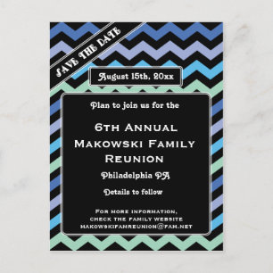 Cartão Postal De Anúncio Design-Reunião Chevron, Evento, Parte Salvar a Dat