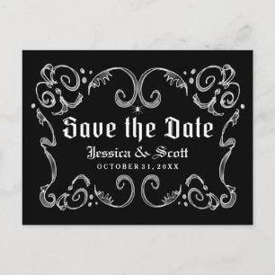 Cartão Postal De Anúncio Deslocamento Gótico Preto do Halloween Salvar a Da