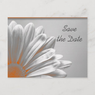 Cartão Postal De Anúncio Destaques Florais Laranja Casamento Salve o Dia