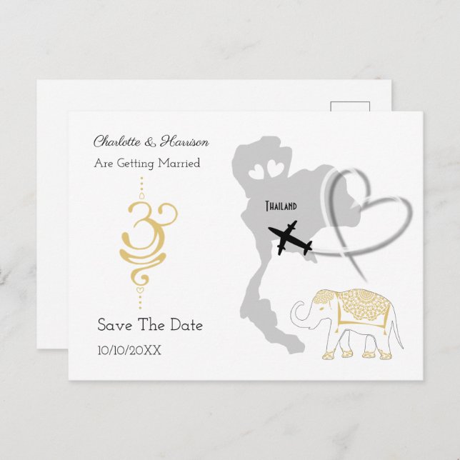 Cartão Postal De Anúncio Destino de Casamento Tropical na Tailândia (Frente/Verso)