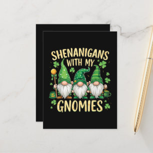 Cartão Postal De Anúncio Dia de São Patrício Gnome Trevo Sortudo