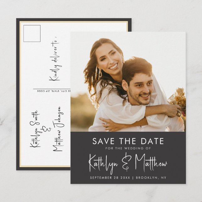 Cartão Postal De Anúncio Diversão em Preto e Branco Roteiro Moderno Foto Ca (Frente/Verso)