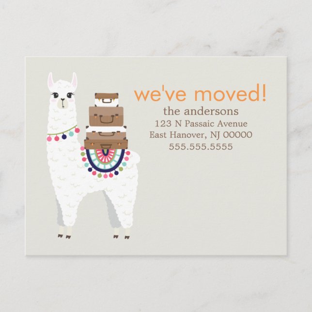 Cartão Postal De Anúncio Diversão Llama de Endereço/Anúncios em Movimento (Frente)