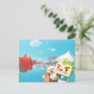 Cartão Postal De Anúncio Diversão no Mercado ao Ar Livre