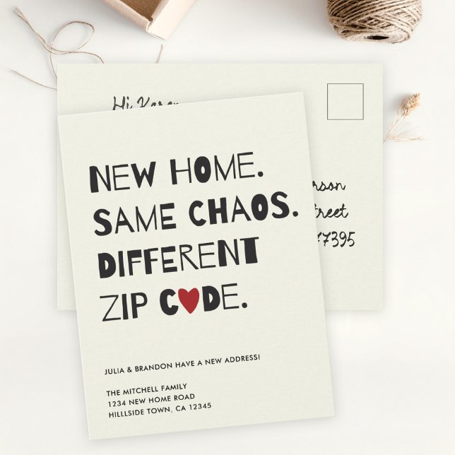 Cartão Postal De Anúncio Divertido Fofo Minimalista Moderno Mudança (Criador carregado)